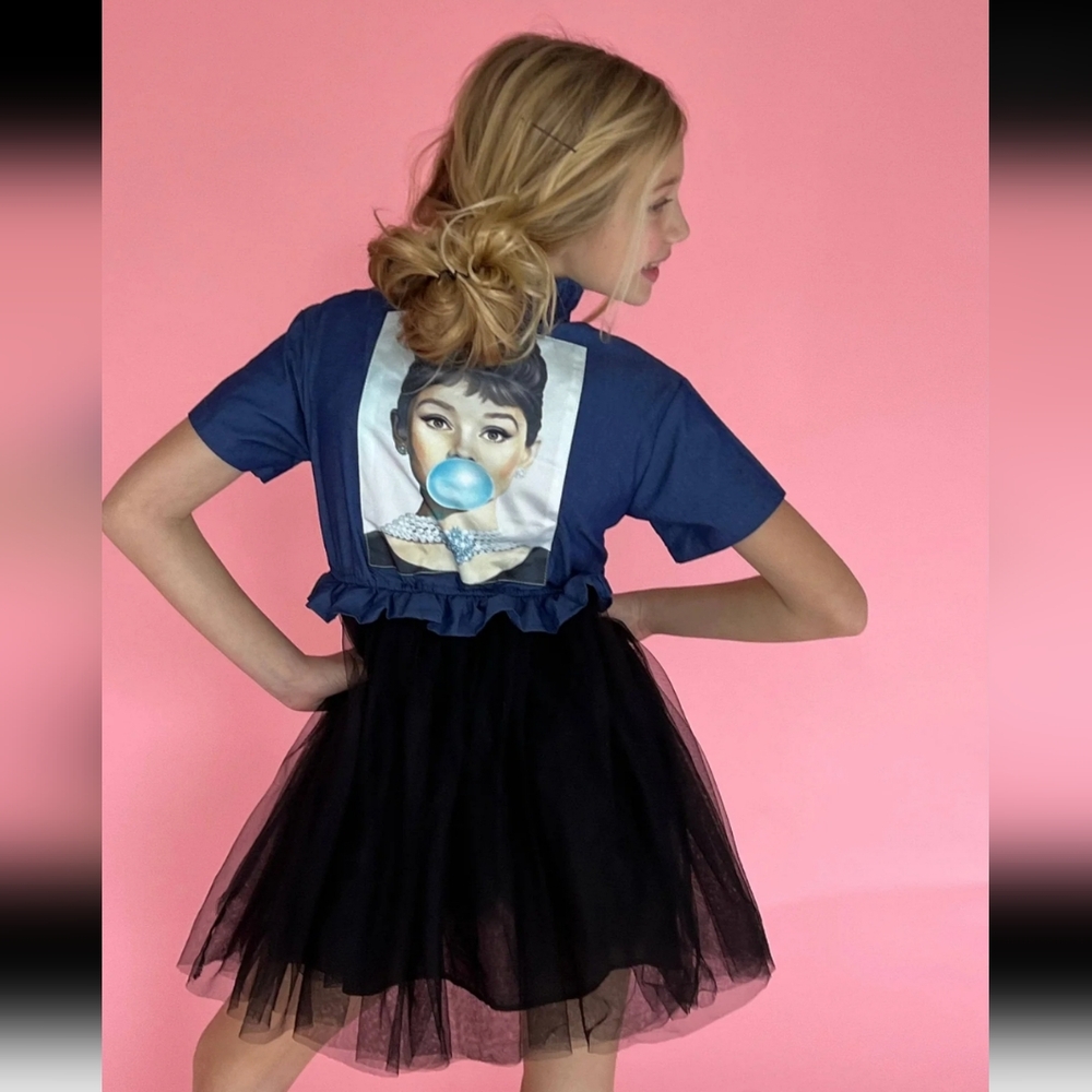 BRAND NEW Girls Size 14 denim/ tulle dress brand: Lola + the Boys "Audrey Dress"